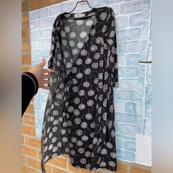 CHIARA BONI LA PETITE ROBE Abstract Dandelion Flowers Pattern wrap dress 42/6 - Picture 11 of 14